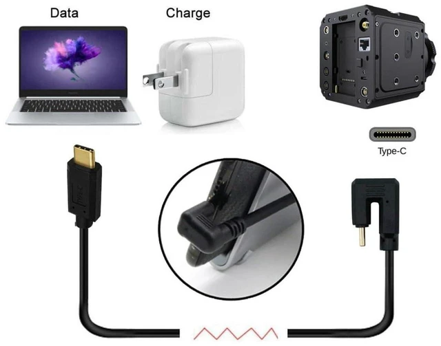 Alt view image 3 of 7 - AJMRTC USB C to C Extension Cable, 180 Degree Angled USB-C Male to Male Cord, Fast Charging & Data Transfer Straight Angle USB-C Cable, Flexible Extension Wire for Portable SSD, Docking Station, Embed