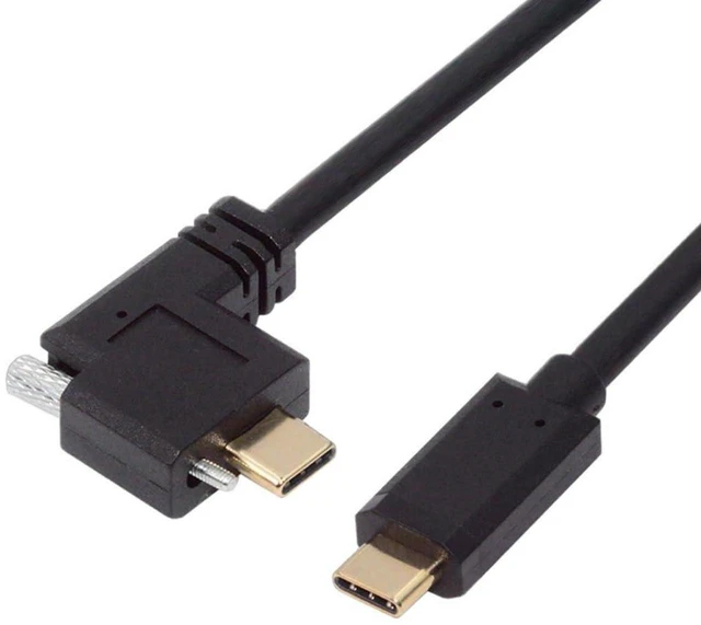 Main image of AJMRTC USB C to C Flat Extension Cable, 90 Degree Angled USB-C Male to Male Cord with Mounting Screws, Fast Charging & Data Transfer Lockable Flat USB-C Cable for Industrial Camera, Docking Station