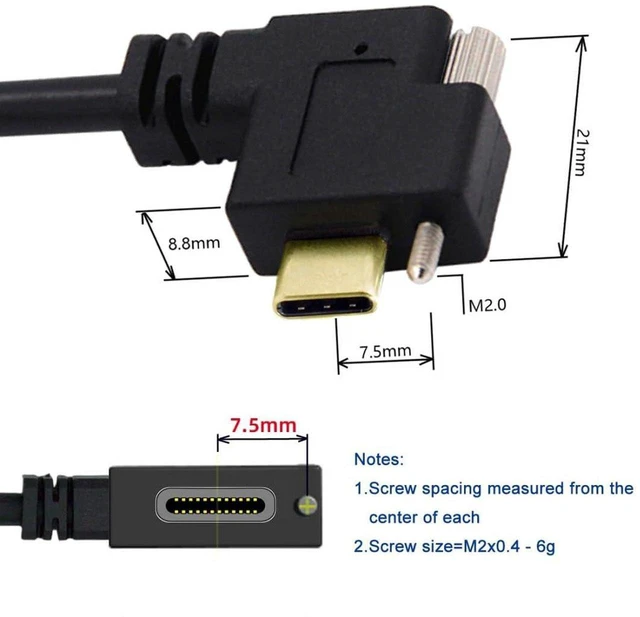 Alt view image 4 of 7 - AJMRTC USB C to C Flat Extension Cable, 90 Degree Angled USB-C Male to Male Cord with Mounting Screws, Fast Charging & Data Transfer Lockable Flat USB-C Cable for Industrial Camera, Docking Station
