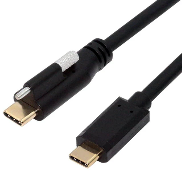 Main image of AJMRTC USB C to C Extension Cable, USB-C Male to Male Cord with Mounting Screws, Lockable USB-C Cable for Fast Charging & Data Transfer, Vibration Resistant USB Cable for Industrial Camera, Docking