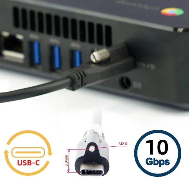 Alt view image 3 of 7 - AJMRTC USB C to C Extension Cable, USB-C Male to Male Cord with Mounting Screws, Lockable USB-C Cable for Fast Charging & Data Transfer, Vibration Resistant USB Cable for Industrial Camera, Docking