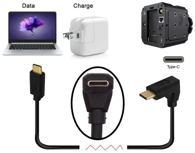 Alt view image 7 of 7 - AJMRTC USB C to C Extension Cable, 90 Degree Angled USB-C Male to Male Cord, Fast Charging & Data Transfer Right Angle USB-C Cable for Portable SSD, Docking Station, Embedded Hardware, Tight Space