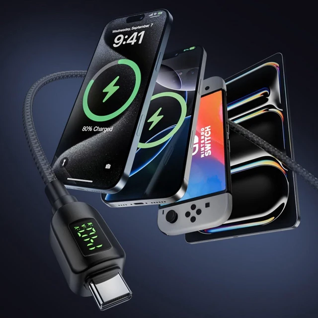 Alt view image 6 of 7 - AJMRTC USB C to DC 7.9x5.4mm PD 140W Converter Cable, Nylon Braided DC Power to Type-C Fast Charging Cord, Supports 5V 9V 20V Voltage Output for Laptops, Portable Power Station, DC Powered Equipment