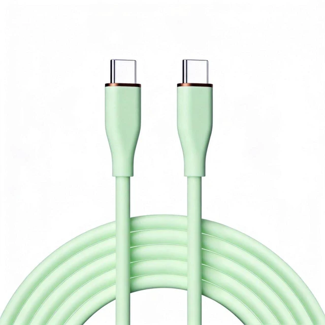 Main image of AJMRTC USB C to C Silicone Cable, USB 2.0 Type C PD 65W Fast Charging & Data Sync Cord, Green 6.56FT / 2.0M Soft Silicone Extension Cable Compatible with iPhone 15, Android Phone, Tablet, Power Bank