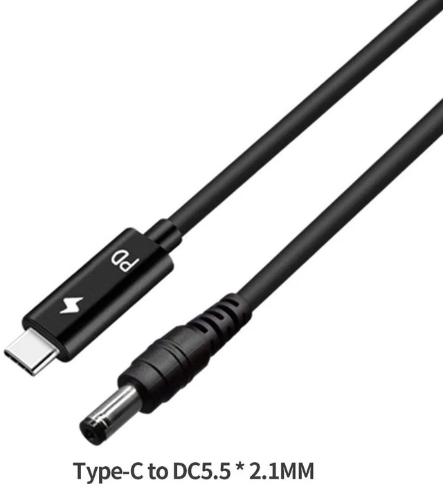 Alt view image 2 of 3 - AJMRTC USB 3.1 Type C to DC 5.5*2.1mm PD Trigger Power Cable 1.5M, Male to Male DC Jack Laptop Charger Cord, PD Decoy Charging Cable for Laptops, Routers, LED Lights, Monitors & Multi-Brand DC Devices