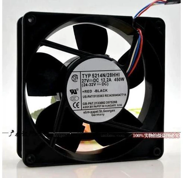 Alt view image 2 of 3 - AJMRTC 5214N 28HHI DC 27V 12738 Temperature Control Inverter Cooling Fan, 127x127x38mm Brushless Axial Fan, PWM Speed Regulation Fan for Industrial Inverter, Cabinet, Power Equipment Heat Dissipation