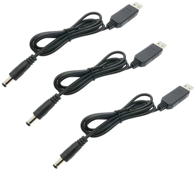 Main image of AJMRTC 3Pcs USB to DC Step-Up Converter Cable, DC 5V to 12V Voltage Boost Cord Max 10W, USB A Male to DC 5.5x2.1mm Power Adapter Cable for Router, LED Light, Small Portable DC Equipment