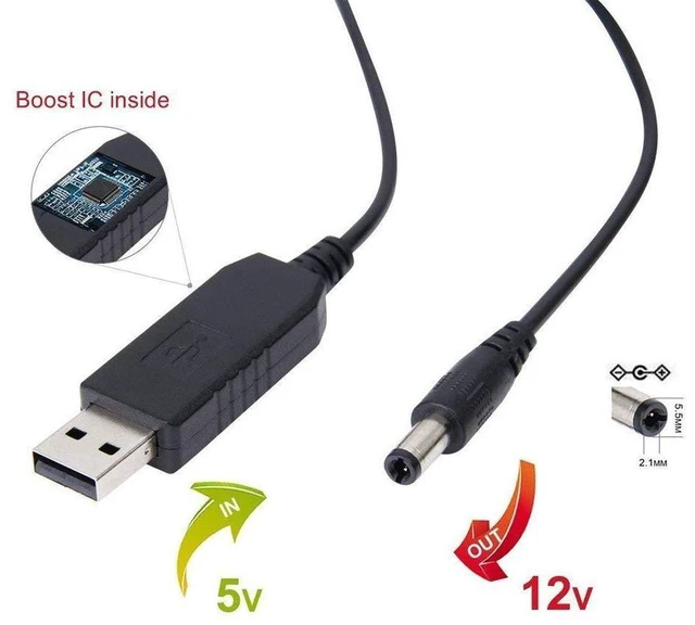 Alt view image 3 of 6 - AJMRTC 3Pcs USB to DC Step-Up Converter Cable, DC 5V to 12V Voltage Boost Cord Max 10W, USB A Male to DC 5.5x2.1mm Power Adapter Cable for Router, LED Light, Small Portable DC Equipment