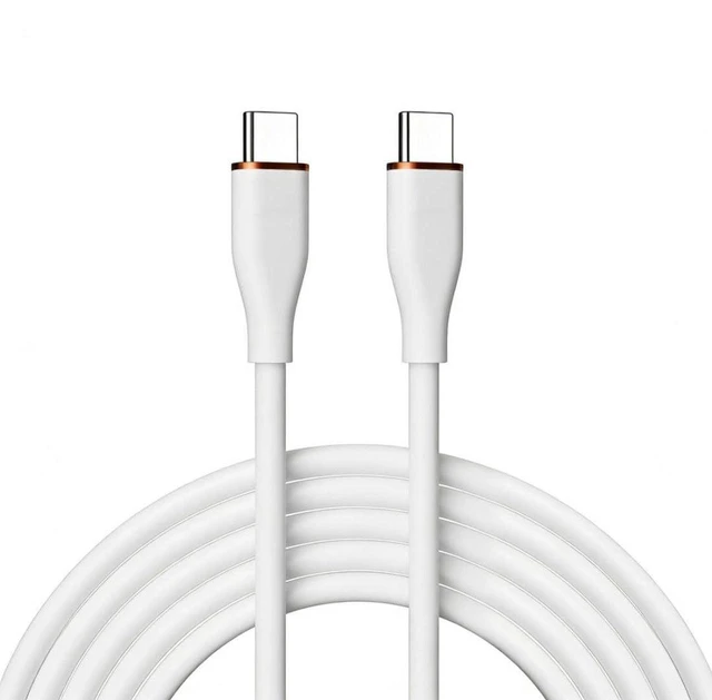 Main image of AJMRTC USB C to C Silicone Cable 2.0M(6.56FT), USB 2.0 Type-C PD 65W Fast Charging & Data Transfer Cord, Soft Silicone Extension Cable White for iPhone 15, Android Phones, Tablets and USB-C Devices