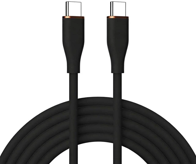 Main image of AJMRTC USB C to C Silicone Cable 1.0M(3.28FT), USB 2.0 Type-C PD 65W Fast Charging & Data Transfer Cord, Soft Silicone Extension Cable Black for iPhone 15, Android Phones, Tablets & USB-C Devices