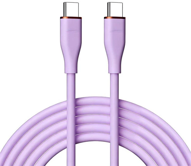 Main image of AJMRTC USB C to C Silicone Cable 1.0M(3.28FT), USB 2.0 Type-C PD 65W Fast Charging & Data Transfer Cord, Soft Silicone Extension Cable Purple for iPhone 15, Android Phones, Tablets & USB-C Devices