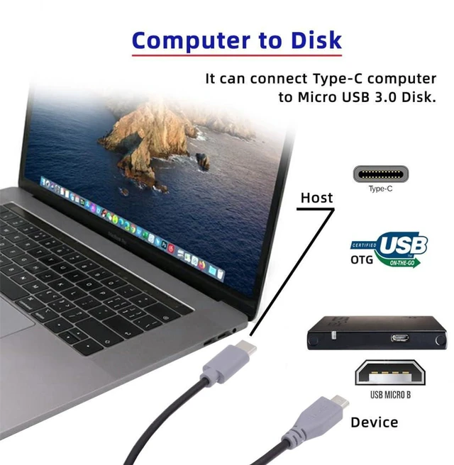 Alt view image 3 of 7 - AJMRTC USB C Male to Micro USB 2.0 Cable 3.28FT/1.0M, Fast Charging & Data Sync Cord, USB Type-C Host to Micro USB Devices for Phone, Camera, Power Bank, Dongle, Portable Hard Disk