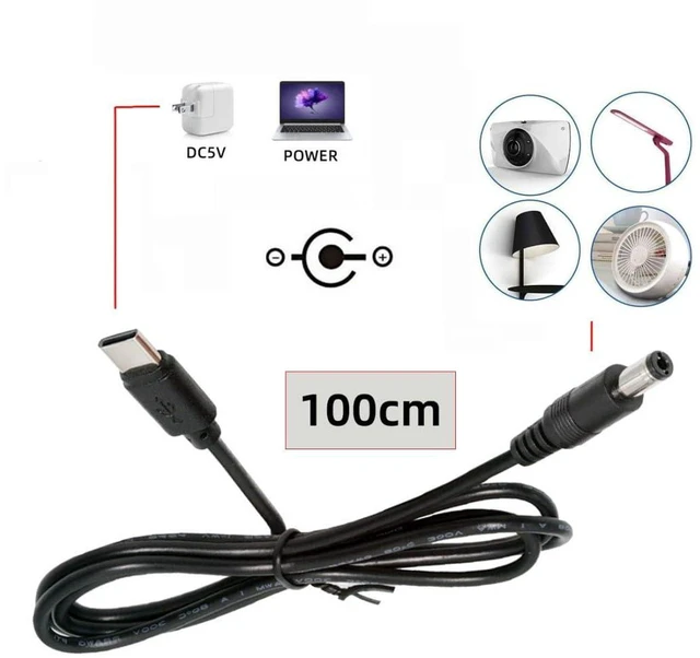 Alt view image 7 of 7 - AJMRTC USB C Male to DC 5.5x2.1mm Power Cable 3.28FT/1.0M, Built-in 5.1K Resistor DC 5V Charging Cord for USB Fan, LED Desk Lamp, Bedside Light, Car Driving Recorder & Small DC Equipment