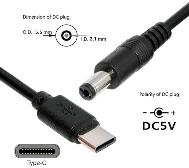Alt view image 6 of 7 - AJMRTC USB C Male to DC 5.5x2.1mm Power Cable 3.28FT/1.0M, Built-in 5.1K Resistor DC 5V Charging Cord for USB Fan, LED Desk Lamp, Bedside Light, Car Driving Recorder & Small DC Equipment