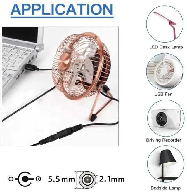 Alt view image 2 of 7 - AJMRTC USB C Male to DC 5.5x2.1mm Power Cable 3.28FT/1.0M, Built-in 5.1K Resistor DC 5V Charging Cord for USB Fan, LED Desk Lamp, Bedside Light, Car Driving Recorder & Small DC Equipment