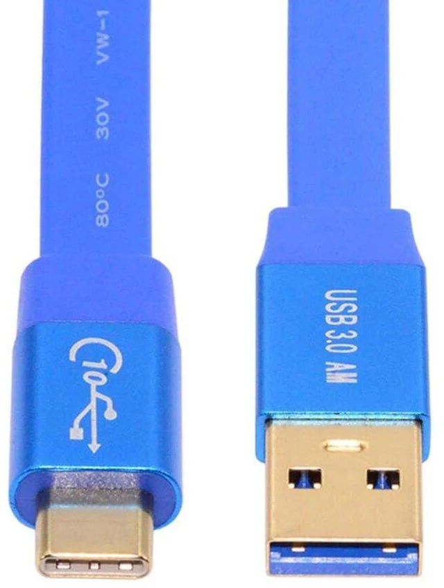 Main image of AJMRTC 6.56FT USB 3.0 Male to USB C Male Flat Extension Cable, Type-C Flat Cord, 10Gbps High Speed Data Transfer, PD 15W Fast Charging, Compatible with USB C Laptops, Phones, Tablets, Portable SSDs