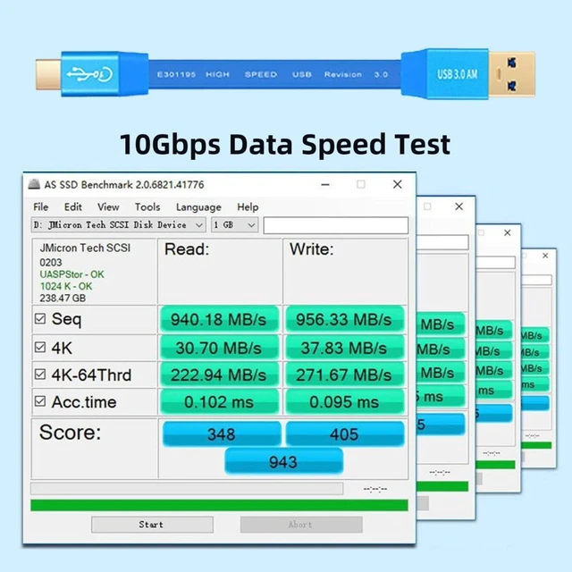 Alt view image 3 of 7 - AJMRTC 6.56FT USB 3.0 Male to USB C Male Flat Extension Cable, Type-C Flat Cord, 10Gbps High Speed Data Transfer, PD 15W Fast Charging, Compatible with USB C Laptops, Phones, Tablets, Portable SSDs