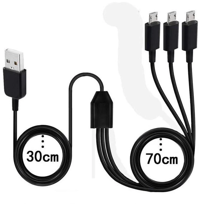 Main image of AJMRTC 3-in-1 Micro USB Splitter Charging Cable, USB A to Triple Micro USB Multi Charging Cord, Simultaneously Charge 3 Micro USB Devices, Durable Braided Multi Charger Cable for Phones, Power Banks