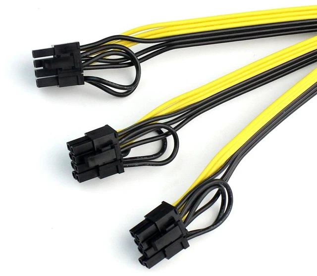 Alt view image 3 of 5 - AJMRTC 8Pin GPU Power Supply Cable, 1 to 3 6P+2P Video Card Miner Adapter Wire, 12AWG+18AWG Mining Extension Cable for Graphics Card Mining Rig (1 Piece)