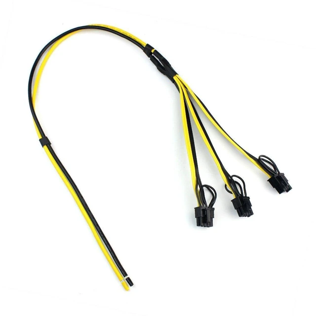 Alt view image 4 of 5 - AJMRTC 8Pin GPU Power Supply Cable, 1 to 3 6P+2P Video Card Miner Adapter Wire, 12AWG+18AWG Mining Extension Cable for Graphics Card Mining Rig (1 Piece)