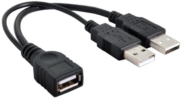 Alt view image 2 of 7 - AJMRTC USB 2.0 Y Splitter Cable, USB 2.0 Female to Dual Male Data & Charging Extension Cord with Auxiliary Power Supply Port, Extra Power for Portable Hard Drives and USB Peripherals