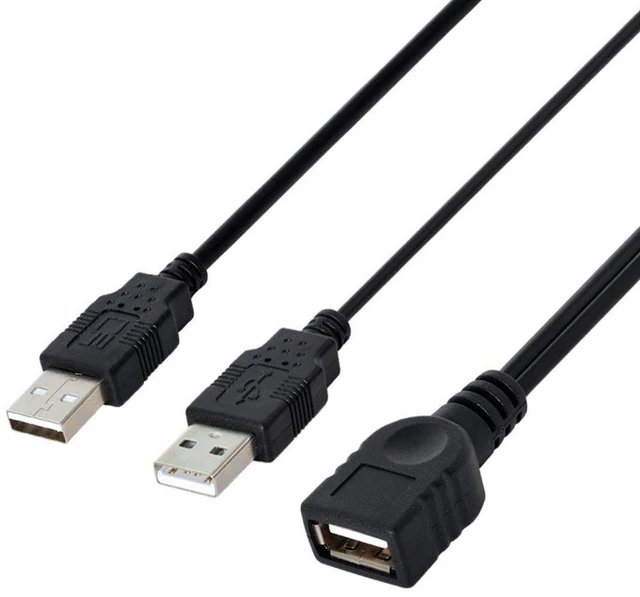 Alt view image 6 of 7 - AJMRTC USB 2.0 Y Splitter Cable, USB 2.0 Female to Dual Male Data & Charging Extension Cord with Auxiliary Power Supply Port, Extra Power for Portable Hard Drives and USB Peripherals