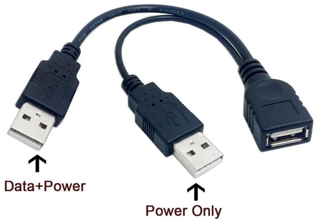 Alt view image 3 of 7 - AJMRTC USB 2.0 Y Splitter Cable, USB 2.0 Female to Dual Male Data & Charging Extension Cord with Auxiliary Power Supply Port, Extra Power for Portable Hard Drives and USB Peripherals