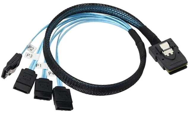 Alt view image 2 of 5 - AJMRTC MINI SAS 8087 to Slim SAS 8654 4I Adapter Cable, Male to Female High Speed Server Cable, MINI SAS 8087 to 4X SATA 7P Female, 100cm for Server Storage Array Connection