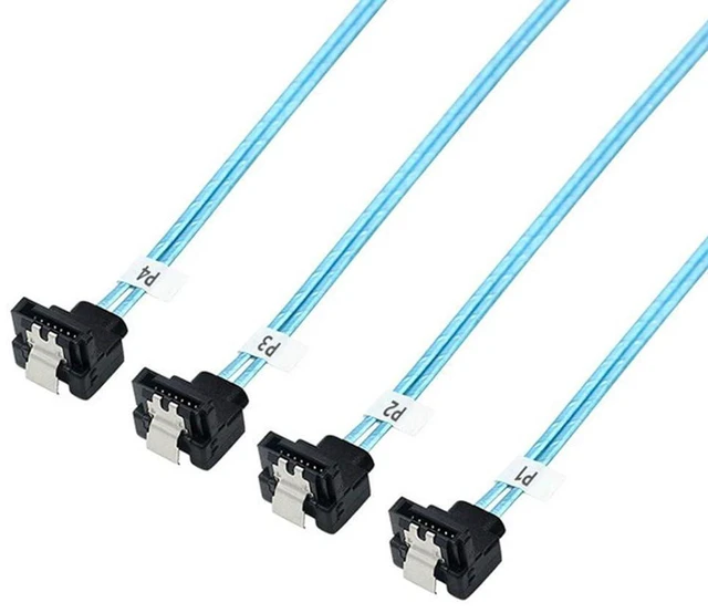 Alt view image 3 of 6 - AJMRTC SAS4.0 4 Port SATA 7Pin Female to 4×SATA 7P Female Extension Cable, 90 Degree Right Angle SATA Hard Drive Cord 50cm for Server PC Host Internal SATA Storage Disk Connection Cable