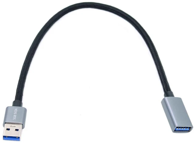 Alt view image 5 of 6 - AJMRTC USB 3.0 Nylon Braided Extension Cable, USB 3.0 Type A Male to Type A Female 5Gbps SuperSpeed Data Cord, 0.3M Short USB Extender for External Disk SSD Camera Flash Drive PC Host Connection Cable