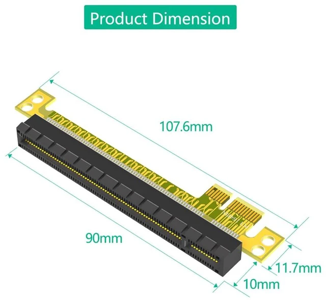 Alt view image 2 of 7 - AJMRTC PCI-E Express 16X to 1X Riser Card Adapter, PCIe 16X Male to 1X Female Extension Converter, PCI Express 16X to 1X Slot Riser Card for Graphics Card Mining, Desktop PC GPU Expansion Connection