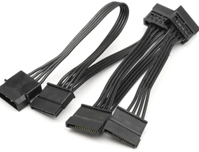 Main image of AJMRTC 4Pin Molex to SATA 15Pin Adapter Cable, 1 to 5 Splitter Hard Drive Power Extension Cord, 18AWG Heavy Gauge Wire, Molex 4 Pin to SATA 15 Pin Power Splitter for Desktop PC HDD SSD Power Supply