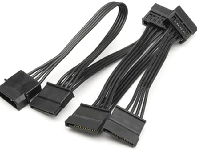 Alt view image 4 of 4 - AJMRTC 4Pin Molex to SATA 15Pin Adapter Cable, 1 to 5 Splitter Hard Drive Power Extension Cord, 18AWG Heavy Gauge Wire, Molex 4 Pin to SATA 15 Pin Power Splitter for Desktop PC HDD SSD Power Supply