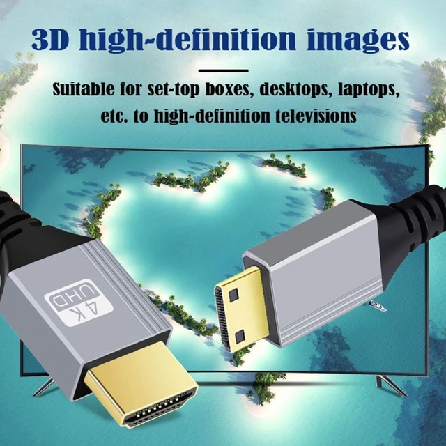 Alt view image 5 of 7 - AJMRTC HDMI 2.0 Cable, HDMI Male to Mini HDMI Male 4K@60Hz Ultra High-Speed Cord, Gold-Plated Nylon Braided HDMI to Mini HDMI Cable 0.98FT/0.3M for TV, Monitor, Computer, Camera Video Audio Transmissi
