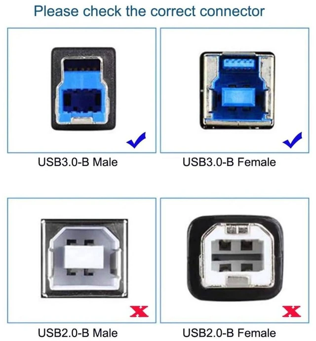 Alt view image 3 of 7 - AJMRTC 0.98FT USB 2.0 Type-B Cable, USB 2.0 Type-B Male to USB-B Female Data Extension Cord with Panel Mount Holes, Panel Mount USB2.0 Type-B Cable for Industrial Equipment, Printer, Scanner, External