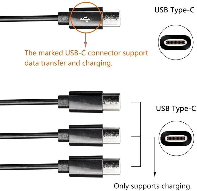 Alt view image 5 of 7 - AJMRTC USB Type C Splitter Charging Cable, 1ft 4 in 1 Multi Charging Cord, USB A Male to 4 x USB-C Female Splitter Cable, Quad Type-C Power Charging Wire for Phone, Power Bank, Earbuds, Tablet, USB-C