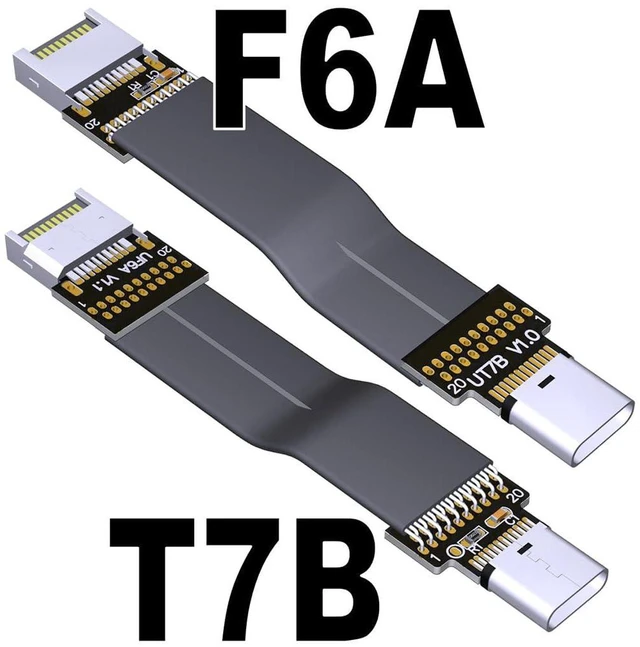 Alt view image 3 of 6 - AJMRTC USB3.2 Extension Cable, USB-C Female to Type E Male 19P/20P Motherboard Converter Cable 25cm (T7B-F6A), Front Panel Type-E Adapter Cord for PC Case Motherboard USB3.2 Internal Header