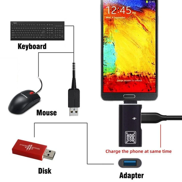 Alt view image 2 of 7 - AJMRTC 2 in 1 USB C to USB 3.0 Adapter with 5V Charging Port, USB-C Male to USB Female OTG Converter, Support Charging & Data Transfer, USB C OTG Splitter Adapter for Phone, Tablet, Laptop, USB Flash