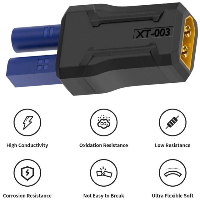 Alt view image 2 of 7 - AJMRTC XT60 to DC Adapter, EC5 Male to XT60 Male Bidirectional Charging Conversion Adapter, EC5 to XT60 Model Plug Connector for RC Aircraft, RC Car, FPV Drone, RC Battery Pack Charging