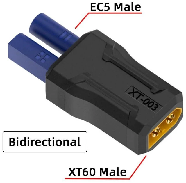 Alt view image 5 of 7 - AJMRTC XT60 to DC Adapter, EC5 Male to XT60 Male Bidirectional Charging Conversion Adapter, EC5 to XT60 Model Plug Connector for RC Aircraft, RC Car, FPV Drone, RC Battery Pack Charging