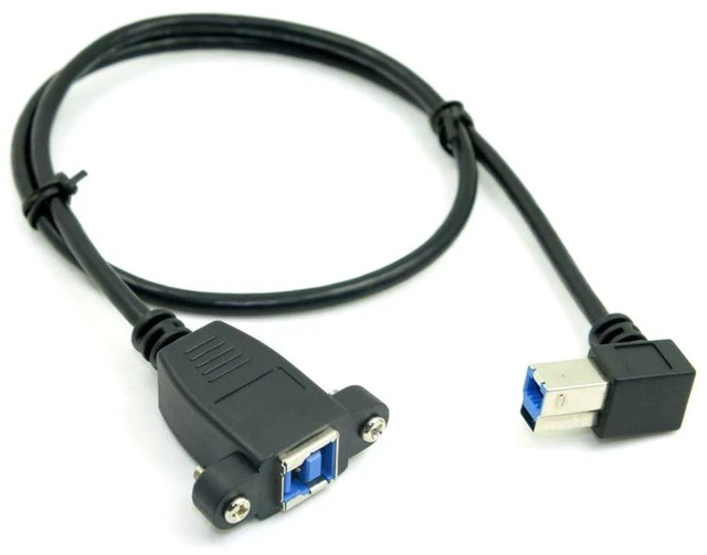 Alt view image 7 of 7 - AJMRTC Printer Cable, USB 3.0 Type B Male to Female 90 Degree Angled Extension Cable 50cm with Panel Mount Screws, Right Angle USB3.0 Type-B Cord for Printer, Scanner, External Hard Disk, Industrial