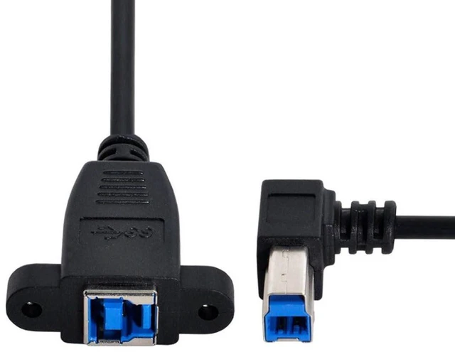 Alt view image 6 of 7 - AJMRTC Printer Cable, USB 3.0 Type B Male to Female 90 Degree Angled Extension Cable 50cm with Panel Mount Screws, Right Angle USB3.0 Type-B Cord for Printer, Scanner, External Hard Disk, Industrial