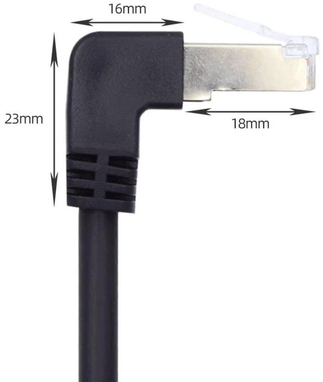 Alt view image 6 of 7 - AJMRTC RJ45 Cat6 Ethernet Extension Cable, 8P8C UTP FTP STP Male to Female 90 Degree UP Angled LAN Network Cord with Panel Mount Holes, Cat6 Network Extension Wire for Router, Switch, Cabinet, Industr
