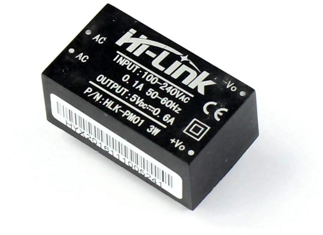 Main image of AJMRTC HLK-PM01 AC-DC Isolated Power Supply Module, 85-264V AC to 5V DC 3W 600mA Step Down Converter, Mini Size Switching Power Module for Smart Home, IoT, MCU Sensor DIY Projects, Black