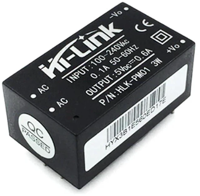 Main image of AJMRTC HLK-PM01 AC-DC Isolated Step Down Power Supply Module, 85-264V AC to 5V DC 3W 600mA, Mini Switching Power Converter for Smart Home IoT Sensor MCU Electronic Projects, 1 PCS