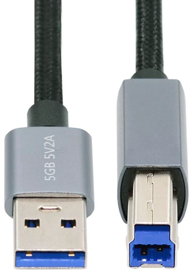 Alt view image 3 of 6 - AJMRTC USB 3.0 Nylon Braided Cable, USB Type A to Type B Male SuperSpeed Data Extension Cord, 5Gbps High Speed Transfer Cable for External Disk SSD Scanner Printer Camera, 0.3M
