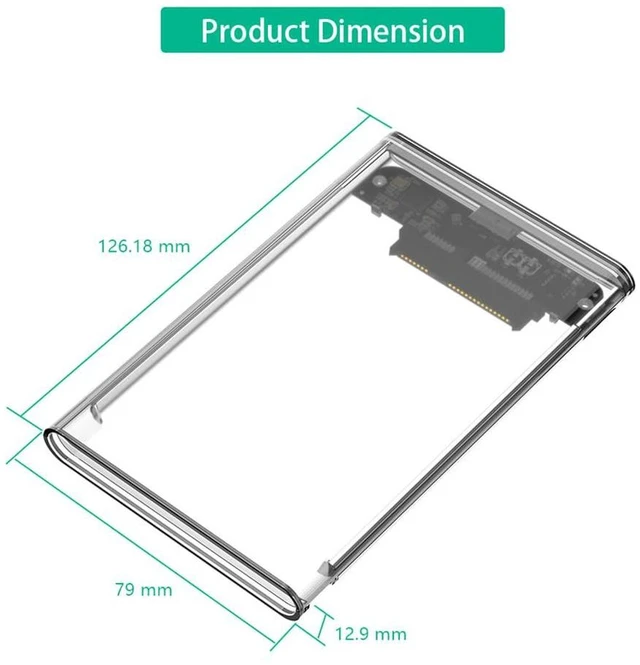Alt view image 2 of 4 - AJMRTC 2.5 Inch SATA Hard Drive Enclosure, Portable Plastic Transparent HDD SSD Case with USB-C & Micro-B Port, External 2.5" SATA Disk Caddy, Comes with Micro-B to USB3.0 Cable for 2.5 inch SATA SSD