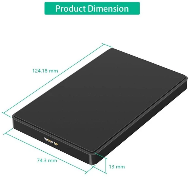 Alt view image 2 of 4 - AJMRTC 2.5 Inch SATA Hard Drive Enclosure, Portable Black Plastic External HDD SSD Case with USB-C & Micro-B Port, 2.5" SATA Disk Caddy, Comes with Micro-B to USB3.0 Cable for 2.5 inch SATA SSD HDD