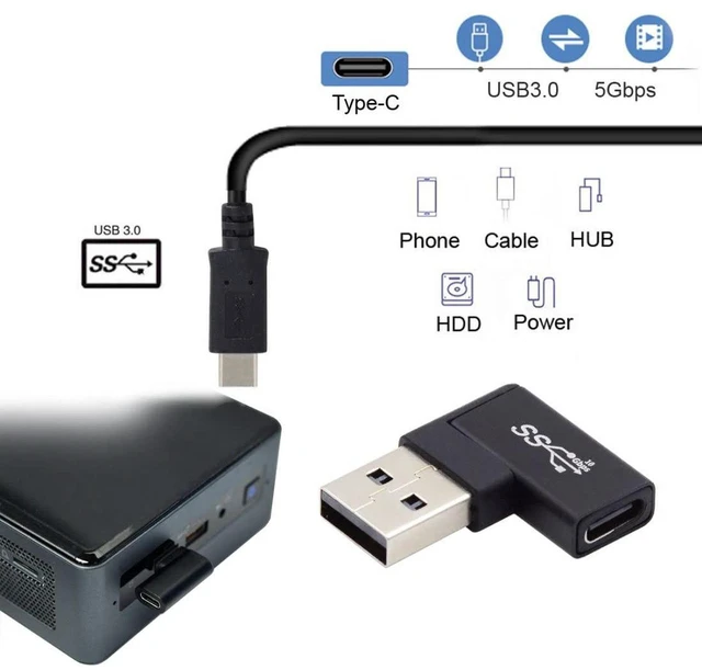 Alt view image 4 of 6 - AJMRTC USB C to USB Adapter, USB 3.0 Male to USB 3.1 Type C Female 90 Degree Right Angled Flat Connector, Low Profile Flat USB Converter Adapter for Laptop, Tablet, Flash Drive and USB-C Peripherals