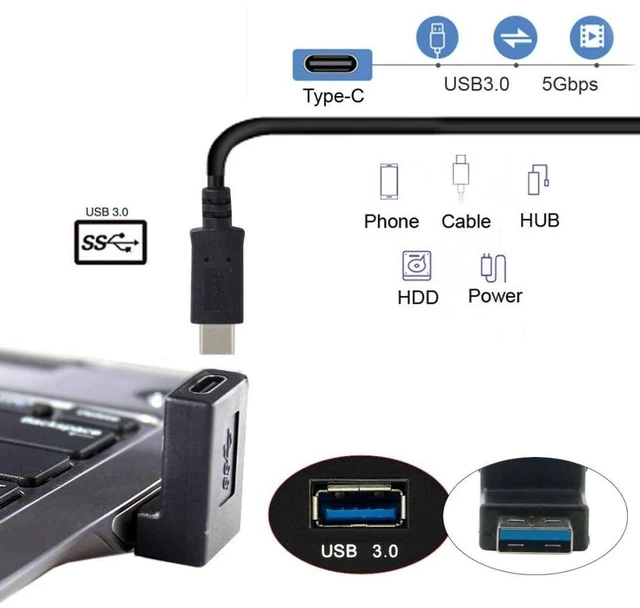Alt view image 6 of 6 - AJMRTC USB C to USB Adapter, USB 3.0 Male to USB 3.1 Type C Female 90 Degree Down Angled Connector, Downward Right Angle USB Converter Adapter for Laptop, Tablet, Flash Drive and USB-C Peripherals